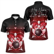 Load image into Gallery viewer, Custom Valentine Bowling Heart Polo Shirts For Men, Couple Bowling Outfits IPHW8367