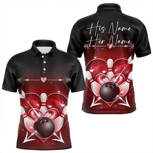 Custom Valentine Bowling Heart Polo Shirts For Men, Couple Bowling Outfits IPHW8367