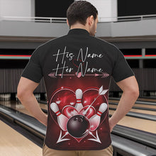 Load image into Gallery viewer, Custom Valentine Bowling Heart Quarter-Zip Shirts For Men, Couple Bowling Outfits IPHW8367