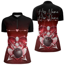 Load image into Gallery viewer, Custom Valentine Bowling Heart Quarter-Zip Shirts For Women, Couple Bowling Outfits IPHW8367