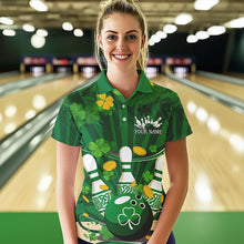 Load image into Gallery viewer, Custom Green St Patrick&#39;S Day Bowling Polo Shirts For Women, Celtic Team Bowling Outfits IPHW8375