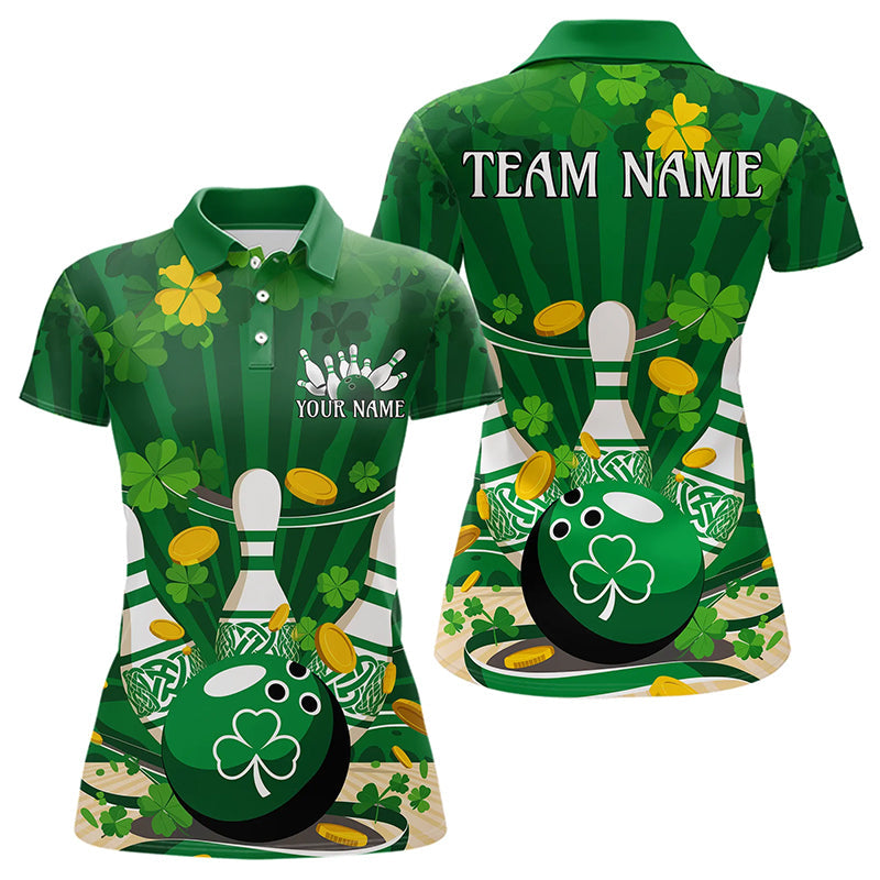 Custom Green St Patrick'S Day Bowling Polo Shirts For Women, Celtic Team Bowling Outfits IPHW8375