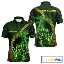 Load image into Gallery viewer, Custom Green And Gold Celtic St Patricks Day Bowling Team Shirt, Green Smoke Shamrock Bowling Outfit IPHW10445