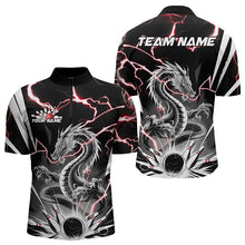Load image into Gallery viewer, Custom Black And Red Thunder Lightning Dragon Bowling Team Quarter-Zip Shirts For Men IPHW8556