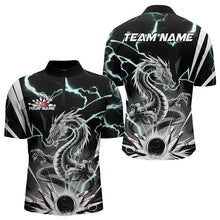 Load image into Gallery viewer, Custom Black And Blue Thunder Lightning Dragon Bowling Team Quarter-Zip Shirts For Men IPHW8557