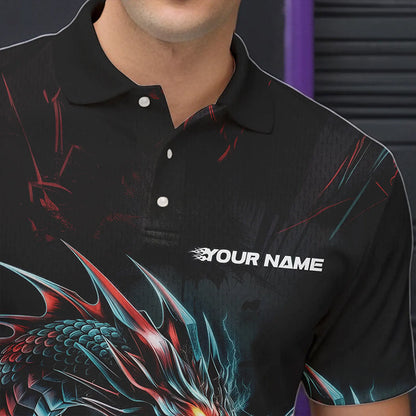 Custom Dragon Bowling Team Polo Shirts For Men, Dragon Bowling League Shirt Bowlers Outfit IPHW8559
