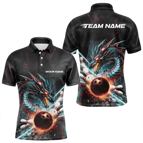 Custom Dragon Bowling Team Polo Shirts For Men, Dragon Bowling League Shirt Bowlers Outfit IPHW8559