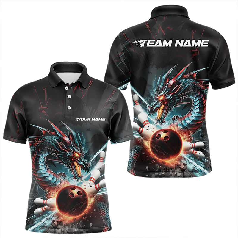 Custom Dragon Bowling Team Polo Shirts For Men, Dragon Bowling League Shirt Bowlers Outfit IPHW8559