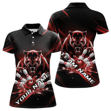 Load image into Gallery viewer, Custom Black And Red Panther Bowling Polo Shirts For Women, Bowling Team Uniform IPHW8564