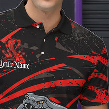Load image into Gallery viewer, Custom Black And Red Cobra Snake Bowling Team Polo Shirts For Men, Bowling League Shirts IPHW8565
