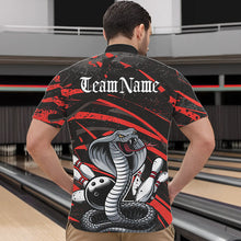 Load image into Gallery viewer, Custom Black And Red Cobra Snake Bowling Team Quarter-Zip Shirts For Men, Bowling League Shirts IPHW8565