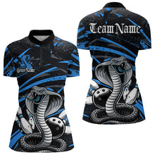Load image into Gallery viewer, Custom Black And Blue Cobra Snake Bowling Womens Quarter-Zip Shirts, Bowling League Shirts IPHW8566