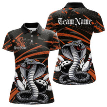 Load image into Gallery viewer, Custom Black And Orange Cobra Snake Bowling Team Womens Polo Shirts, Bowling League Shirts IPHW8567