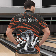 Load image into Gallery viewer, Custom Black And Orange Cobra Snake Bowling Team Quarter-Zip Shirts For Men, Bowling League Shirts IPHW8567