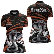 Load image into Gallery viewer, Custom Black And Orange Cobra Snake Bowling Womens Quarter-Zip Shirt, Bowling League Shirts IPHW8567