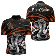 Load image into Gallery viewer, Custom Black And Orange Cobra Snake Bowling Team Quarter-Zip Shirts For Men, Bowling League Shirts IPHW8567