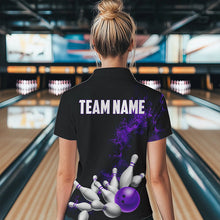Load image into Gallery viewer, Custom Purple Strike Bowling Women Polo Shirts Bowling Team Jerseys Bowling League Shirts IPHW8879