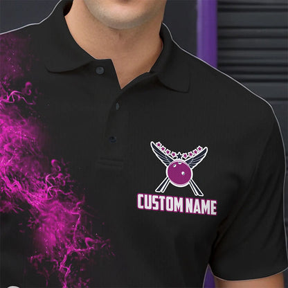 Custom Pink Strike Bowling Polo Shirts For Men Bowling Team Jerseys Bowling League Shirts IPHW8880