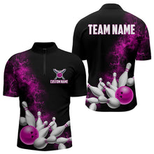 Load image into Gallery viewer, Custom Pink Strike Bowling Quarter-Zip Shirts For Men Bowling Team Jerseys Bowling League Shirts IPHW8880