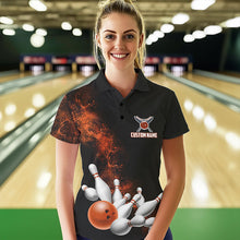 Load image into Gallery viewer, Custom Orange Bowling Polo Shirts For Women Bowling Team Jerseys Bowling League Shirts IPHW8881