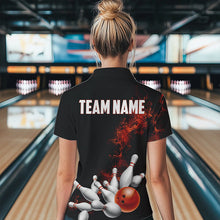 Load image into Gallery viewer, Custom Orange Bowling Women Quarter-Zip Shirts Bowling Team Jerseys Bowling League Shirts IPHW8881