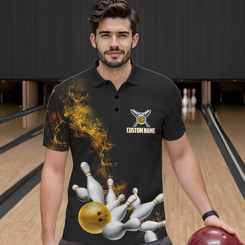 Custom Yellow Bowling Polo Shirts For Men Bowling Team Jerseys Bowling League Shirts IPHW8882