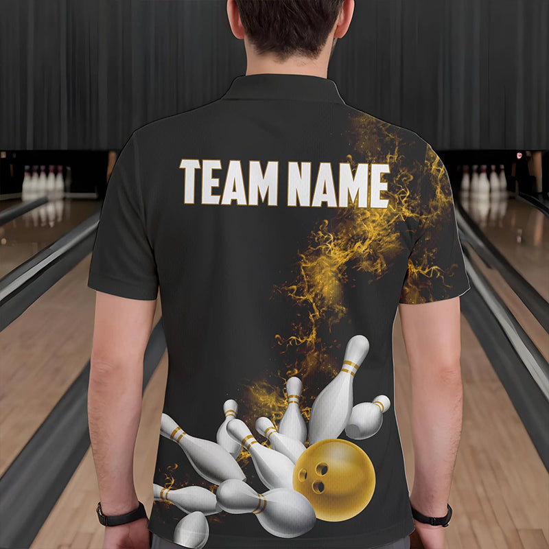 Custom Yellow Bowling Polo Shirts For Men Bowling Team Jerseys Bowling League Shirts IPHW8882