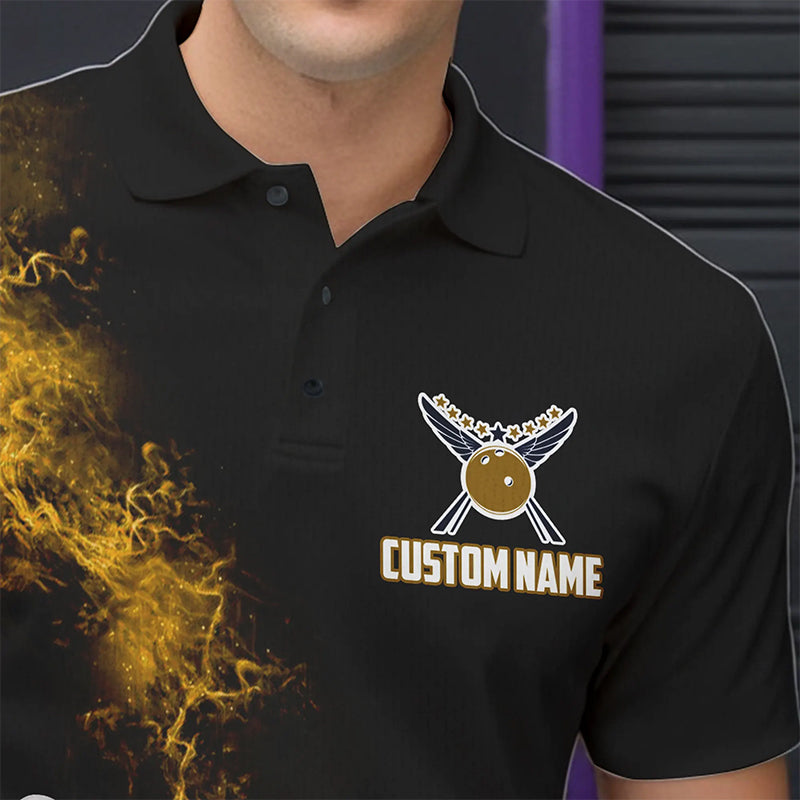 Custom Yellow Bowling Polo Shirts For Men Bowling Team Jerseys Bowling League Shirts IPHW8882
