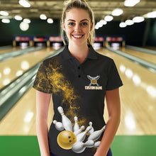 Load image into Gallery viewer, Custom Yellow Bowling Polo Shirts For Women Bowling Team Jerseys Bowling League Shirts IPHW8882