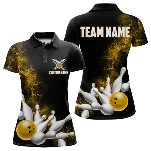 Custom Yellow Bowling Polo Shirts For Women Bowling Team Jerseys Bowling League Shirts IPHW8882