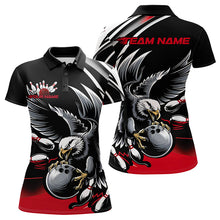 Load image into Gallery viewer, Custom Black And Red Eagle Bowling Jerseys, Bowling Team Women Polo Shirts Bowlers Outfits IPHW8886
