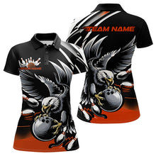 Load image into Gallery viewer, Custom Black And Orange Eagle Bowling Jersey, Bowling Team Women Polo Shirts Bowlers Outfit IPHW8888