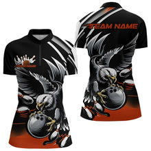 Load image into Gallery viewer, Custom Black And Orange Eagle Bowling Jerseys, Bowling Team Women Quarter-Zip Shirts IPHW8888