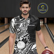 Load image into Gallery viewer, Custom Black And White Maori Style Koru Spiral Tribal Men Bowling Polo Team Shirt IPHW10955