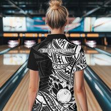Load image into Gallery viewer, Custom Black And White Maori Style Koru Spiral Tribal Women Bowling Polo Team Shirt IPHW10955