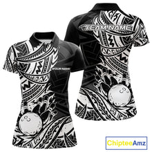 Load image into Gallery viewer, Custom Black And White Maori Style Koru Spiral Tribal Women Bowling Polo Team Shirt IPHW10955
