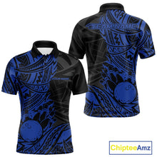 Load image into Gallery viewer, Custom Black And Blue Maori Style Koru Spiral Tribal Men Bowling Polo Team Shirt IPHW10957