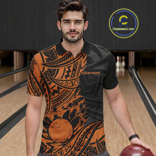 Load image into Gallery viewer, Custom Black And Orange Maori Style Koru Spiral Tribal Men Bowling Polo Team Shirt IPHW10958