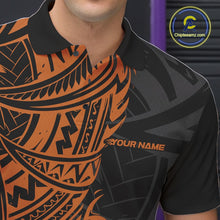 Load image into Gallery viewer, Custom Black And Orange Maori Style Koru Spiral Tribal Men Bowling Polo Team Shirt IPHW10958