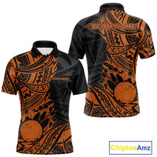 Load image into Gallery viewer, Custom Black And Orange Maori Style Koru Spiral Tribal Men Bowling Polo Team Shirt IPHW10958