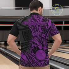 Load image into Gallery viewer, Custom Black And Purple Maori Style Koru Spiral Tribal Men Bowling Quarter-Zip Team Shirt IPHW10959