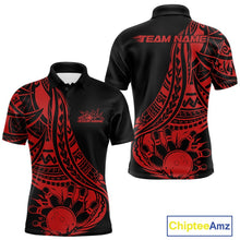 Load image into Gallery viewer, Custom Black And Red Maori Style Koru Spiral Tribal Men Bowling Polo Team Shirt IPHW10961