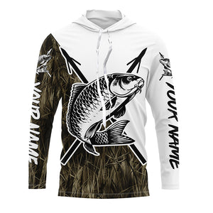 Carp Fish Bowfishing Shirts, Custom Carp Bow Fishing Long Sleeve Tournament Shirts | Grass Camo IPHW6395