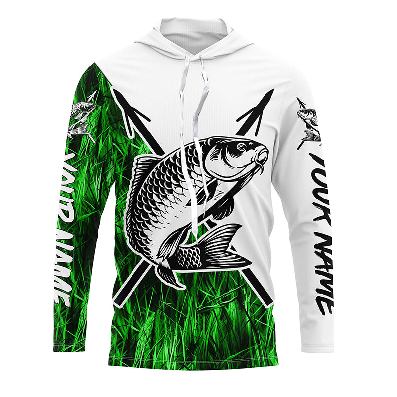 Carp Fishing Green Camo Custom Long Sleeve Fishing Shirts Uv Protectio –  ChipteeAmz