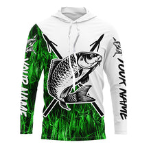 Load image into Gallery viewer, Carp Fish Bowfishing Shirts, Custom Carp Bow Fishing Long Sleeve Tournament Shirts | Green Camo IPHW6397