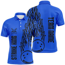 Load image into Gallery viewer, Bowling Shirts For Men Custom Team Name Strike King Flaming Team Bowling Shirts | Blue IPHW4974