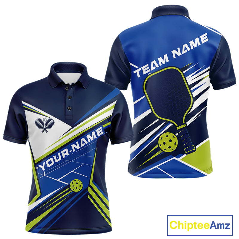 Custom Blue And Green Pickleball Team Jersey, Pickleball Men Polo Shirt IPHW11888