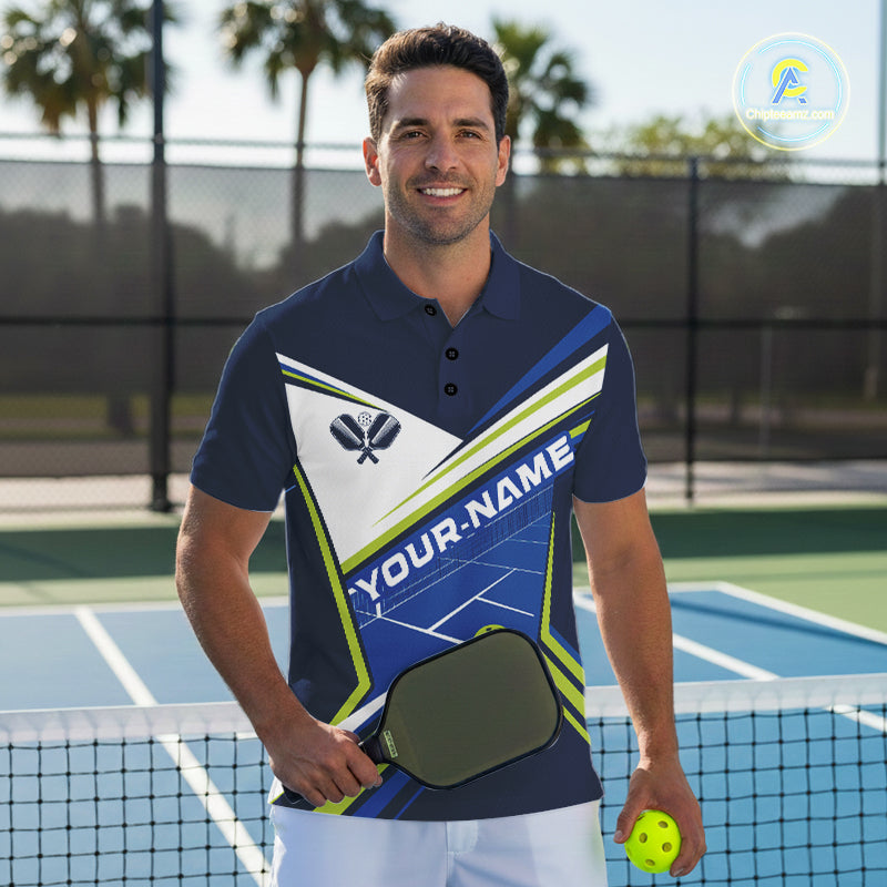 Custom Blue And Green Pickleball Team Jersey, Pickleball Men Polo Shirt IPHW11888