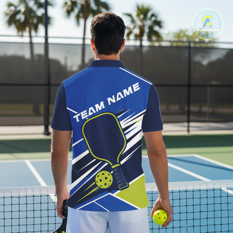 Custom Blue And Green Pickleball Team Jersey, Pickleball Men Polo Shirt IPHW11888