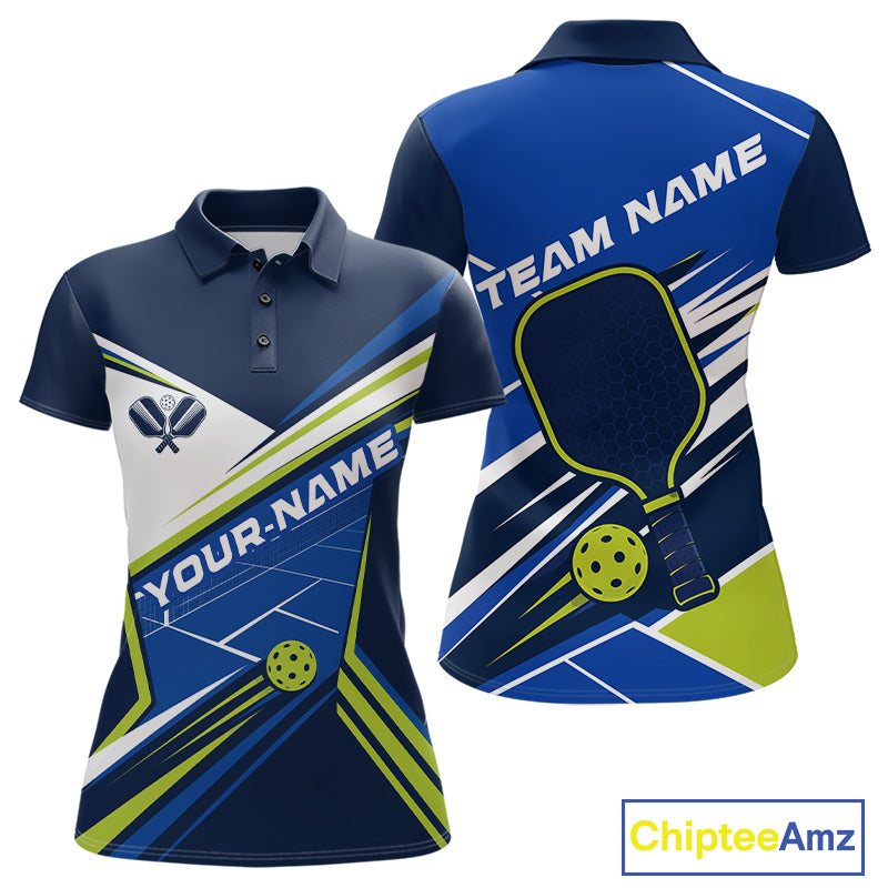 Custom Blue And Green Pickleball Team Jersey, Pickleball Women Polo Shirt IPHW11888